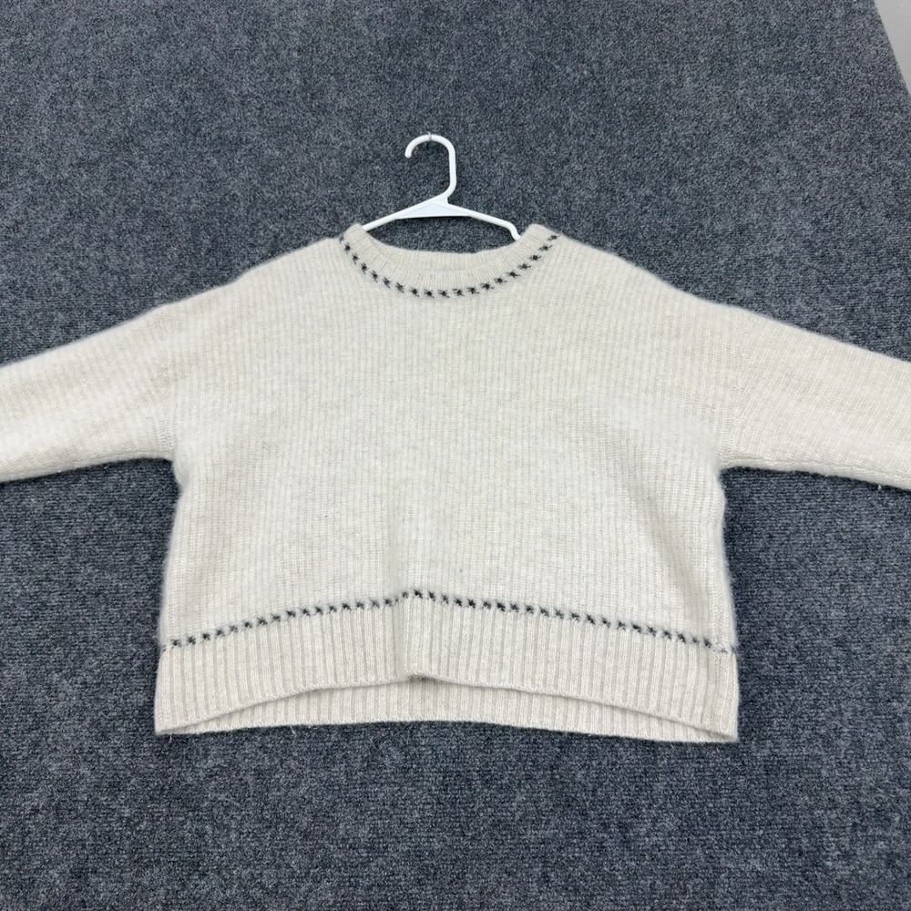 Autumn Cashmere Sweater Womens L Cream Cashmere Stitched Crewneck Minimalist